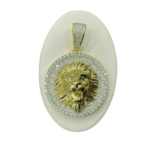 2 CT Round Cut VVS1 Diamond Mens Medallion Lion Pendant 14K Yellow Gold Plated Birthday Gifts,NoChain