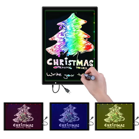 LED Writing LED Message Board, 2-in-1 Flashing Neon Writing Board + White Drawing Painting Tablet with Stand for Celebration,13.6