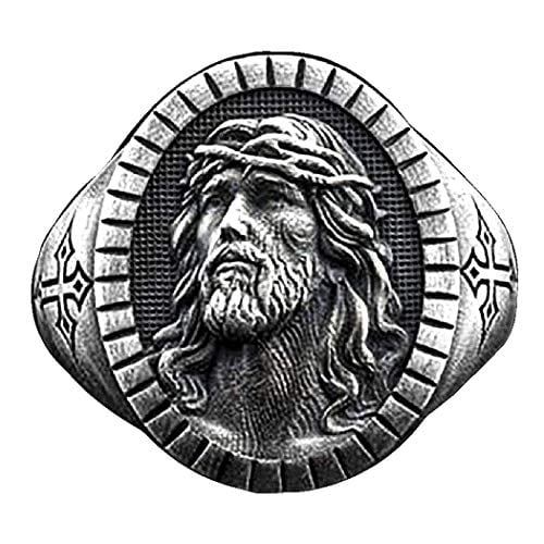 Jesus Head Ring for Men Catholic Christian Cross Ring Vintage Jesus Signet Ring Retro Religious Amulet Ring Baptism Christian Catholic Jewelry Gift for Men Boys 7 Walmart