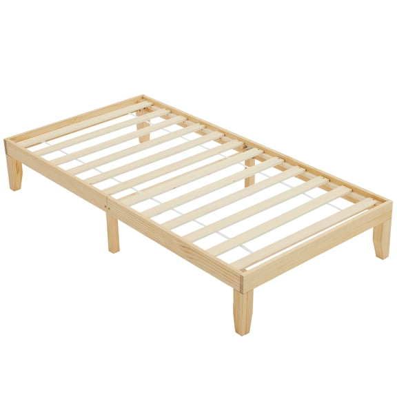 Twin Basic Bed Frame Pine Wood Painted Surface Bed Single Bed 74.41*37.99*12in Wood