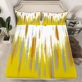 thumbnail image 2 of Manfei Abstract Oil Painting Bed Sheets 4pcs, Yellow Gold Ombre King Sheets, Watercolor Brush Strokes Sheet Set, Ultra Soft Home Decor, 2 of 7