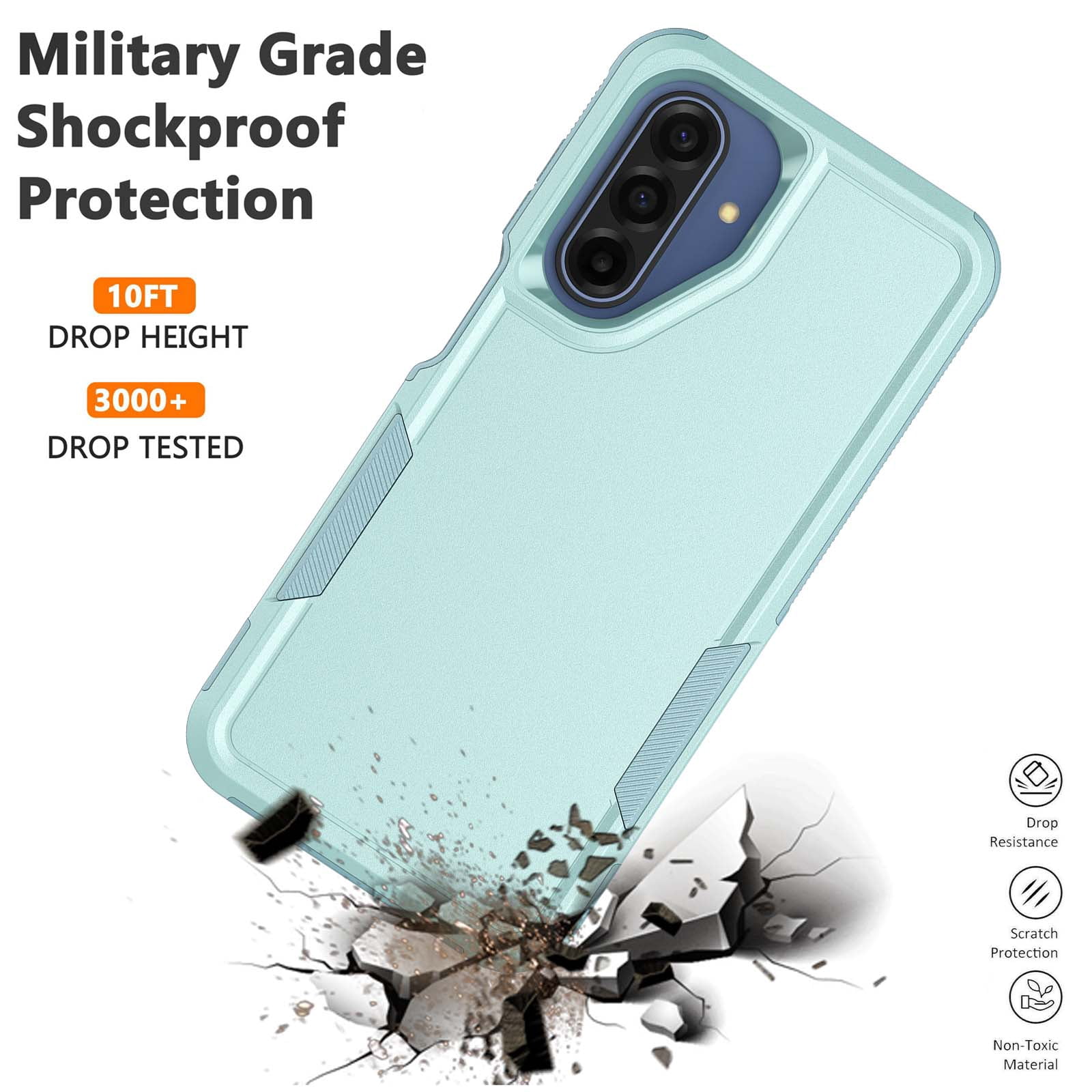 Military Grade Shockproof Samsung Galaxy A17 5G 2025 Case,Dual Layer Full Body Protective Cover with Anti-Slip Grip & Raised Camera Heavy Duty Rugged Case- Green