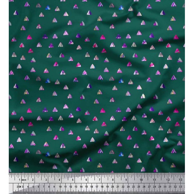 Soimoi Polyester Crepe Fabric Texture & Triangle Geometric Print Sewing Fabric Yard 52 Inch Wide