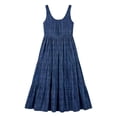 thumbnail image 4 of XUNKUSGA Maxi Sundresses for Women Casual Scoop Neck Sleeveless Plaid Pleated Flowy Womens Summer Dresses Classic High Waisted Beach Swing Dress with Pockets,Blue,M, 4 of 7