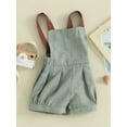 thumbnail image 3 of Infant Baby Boys Overalls Sleeveless Patchwork Straps Shortall Summer Backless Romper Jumpsuit, 3 of 9