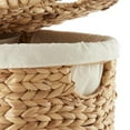 thumbnail image 3 of 2-Section Oval Laundry Hamper Clothes Basket with Lids & Liners, Hyacinth Wicker, 3 of 5