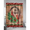 thumbnail image 5 of Merry Christmas Shower Curtain Set ，Waterproof Fabric Shower Curtains Red Bird Berry Green Leaf Brown Wood Grain Shower Curtains for Bathroom,Bathroom Decor 72"x84", 5 of 6