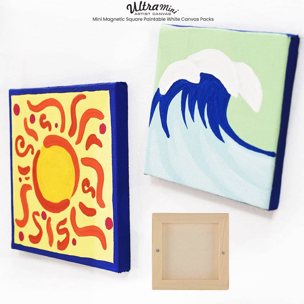 Creative Mark Ultra Mini Magnetic Cotton Canvas, Pack of 60, 3x3" Mini Canvas for Painting with Built in Magnets for Fridge Whiteboard Studio Display; Acrylic Primed For Oil or Acrylic Paint