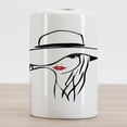 thumbnail image 2 of Lips Ceramic Toothbrush Holder, Minimalist HDrawn Long Hair Girl Wearing a Big Floppy Hat, Decorative Versatile Countertop for Bathroom, 4.5" X 2.7", Vermilion Black White, 2 of 4