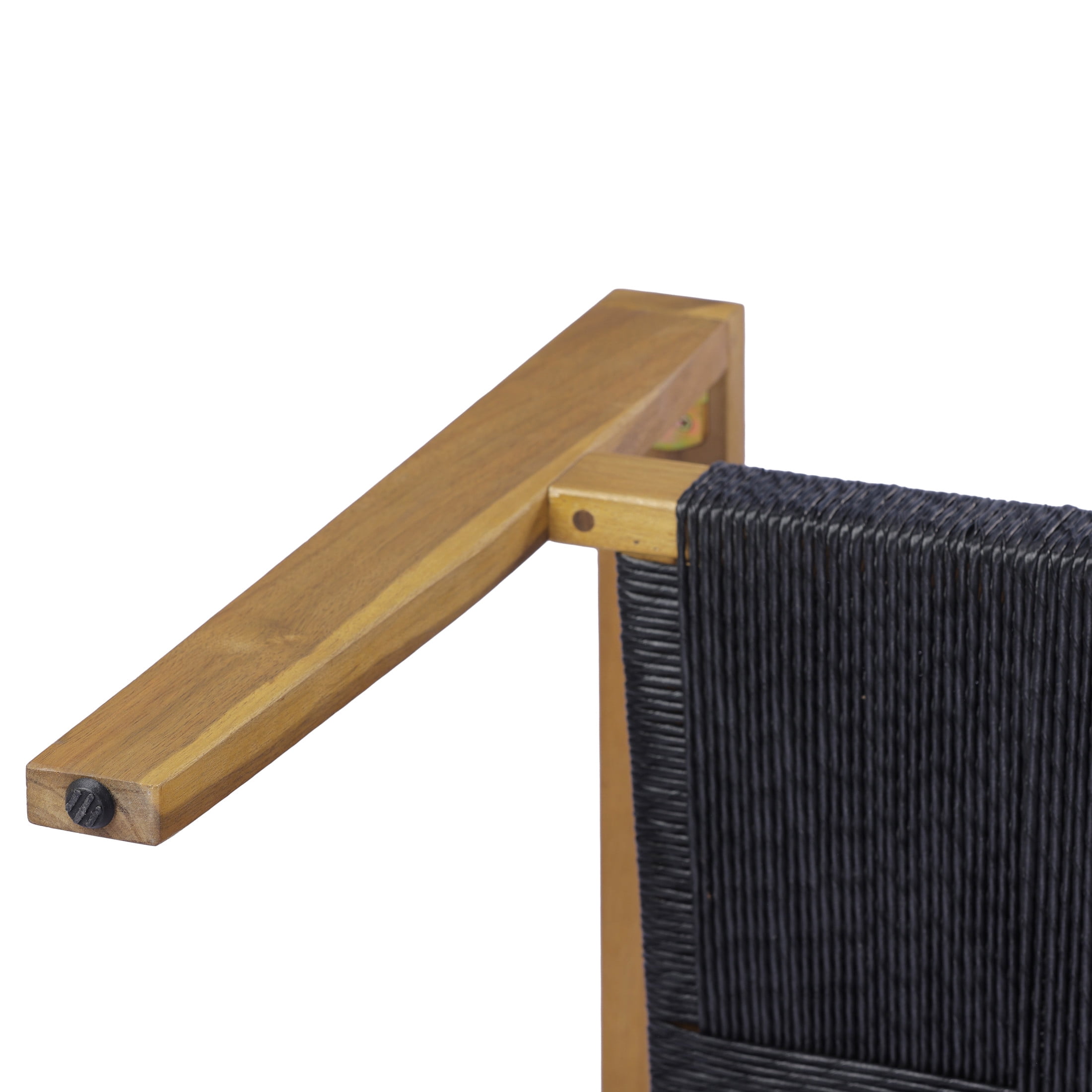 Christopher Knight Home Set of 2 Outdoor Club Chairs, Acacia Wood Frame with Rope Weave, Teak + Black