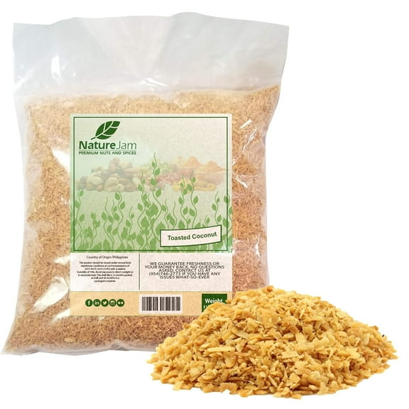 Toasted Coconut Flakes 2 POUNDS - Desiccated Coconut Color-Brown Coconut Chips- Perfect for desserts