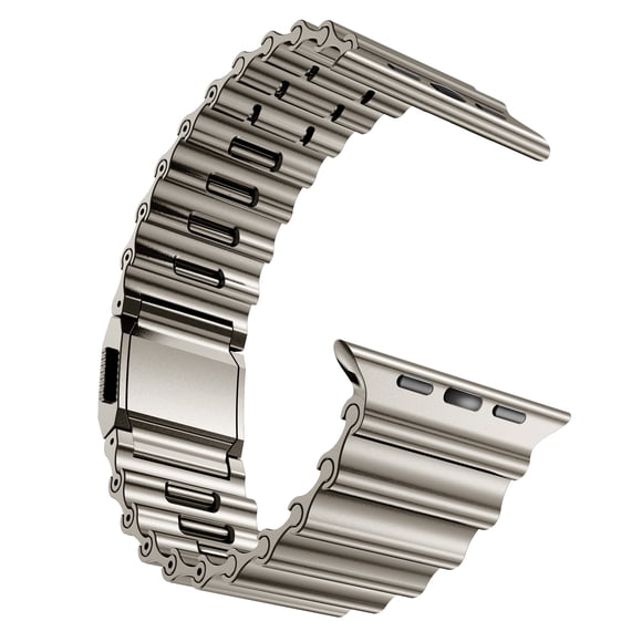 MaKTech Bracelet en Acier Inoxydable pour Apple Watch, Bracelet en Métal Océan Auto-Désassemblant avec Boucle Magnétique pour iWatch Series 11/10/9/8/7, Ultra 3/2/1, SE 3/2/1 [2025] (46mm/45mm/44mm/49mm, Titanium)