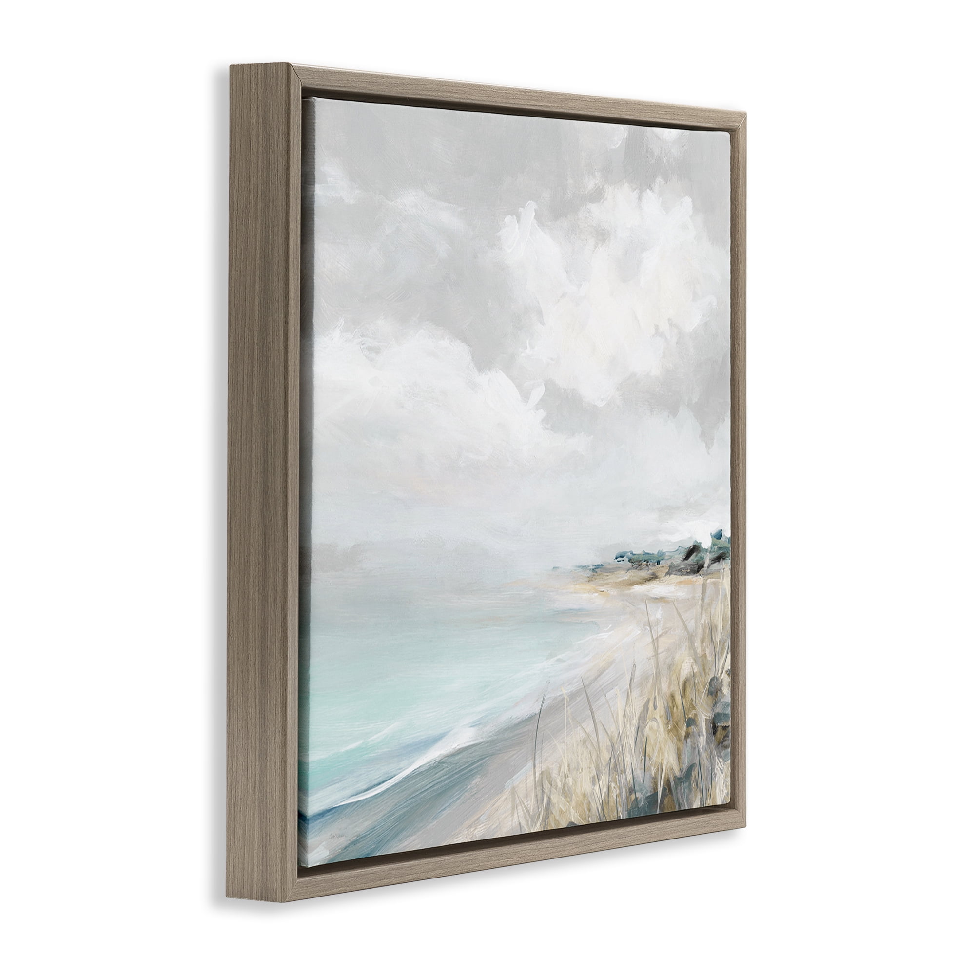 Stupell Industries Coastal Morning By The Dunes Brown Framed Floater Canvas Wall Art, design by Carol Robinson