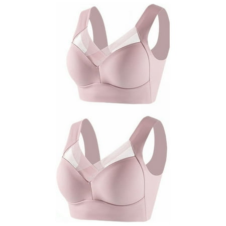WTXUE Women Bras | Bras for Women Wirefree Womens Large Strapless Lace Tank Top Thin Adjustable Bra Breathable Underwear for Women | Womens Bra  Pack of 2/3 Pink XXL
