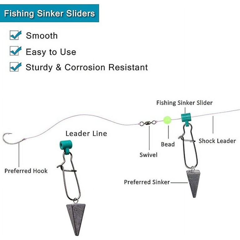 OROOTL Heavy Duty Sinker Slides Duo Lock Snaps 25pcs/Box High-Strength Fishing  Line Sinker Slider Swivel Snap Tackle Box Kit -Test: 220LB 