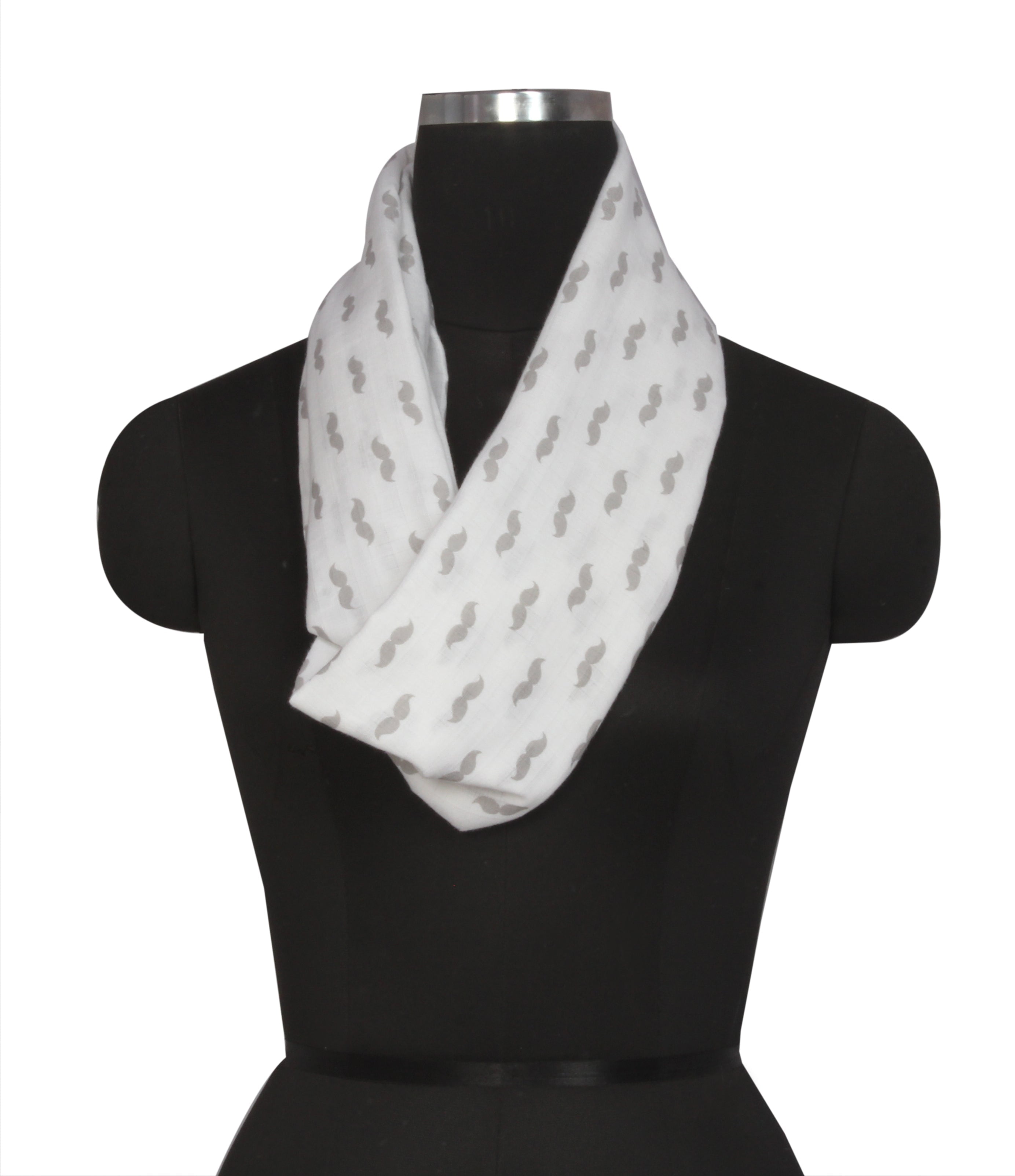 Mustache Grey Muslin Nursing Scarf