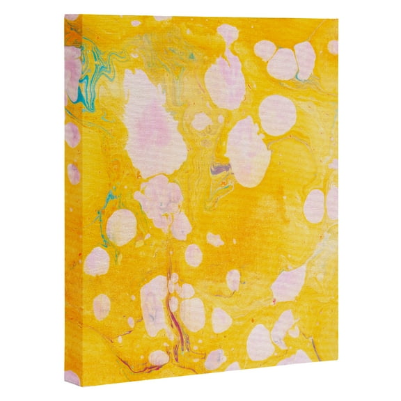 Society6 Yellow Cosmic Marble by Sunshinecanteen Framed Canvas