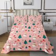 thumbnail image 1 of Cartoon Snowman Quilt Set Christmas Tree Queen Bedspread Set,Kawaii Coverlet Set Christmas Stockings Quilted,Cute Snowflake Pink Christmas Decorations, 1 of 3