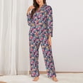 thumbnail image 2 of Sikiie Skull flower leaf Plaid Women's Long-Sleeve Shirt and Full-Length Bottom Pajama Set (s-xxl)-Small, 2 of 7