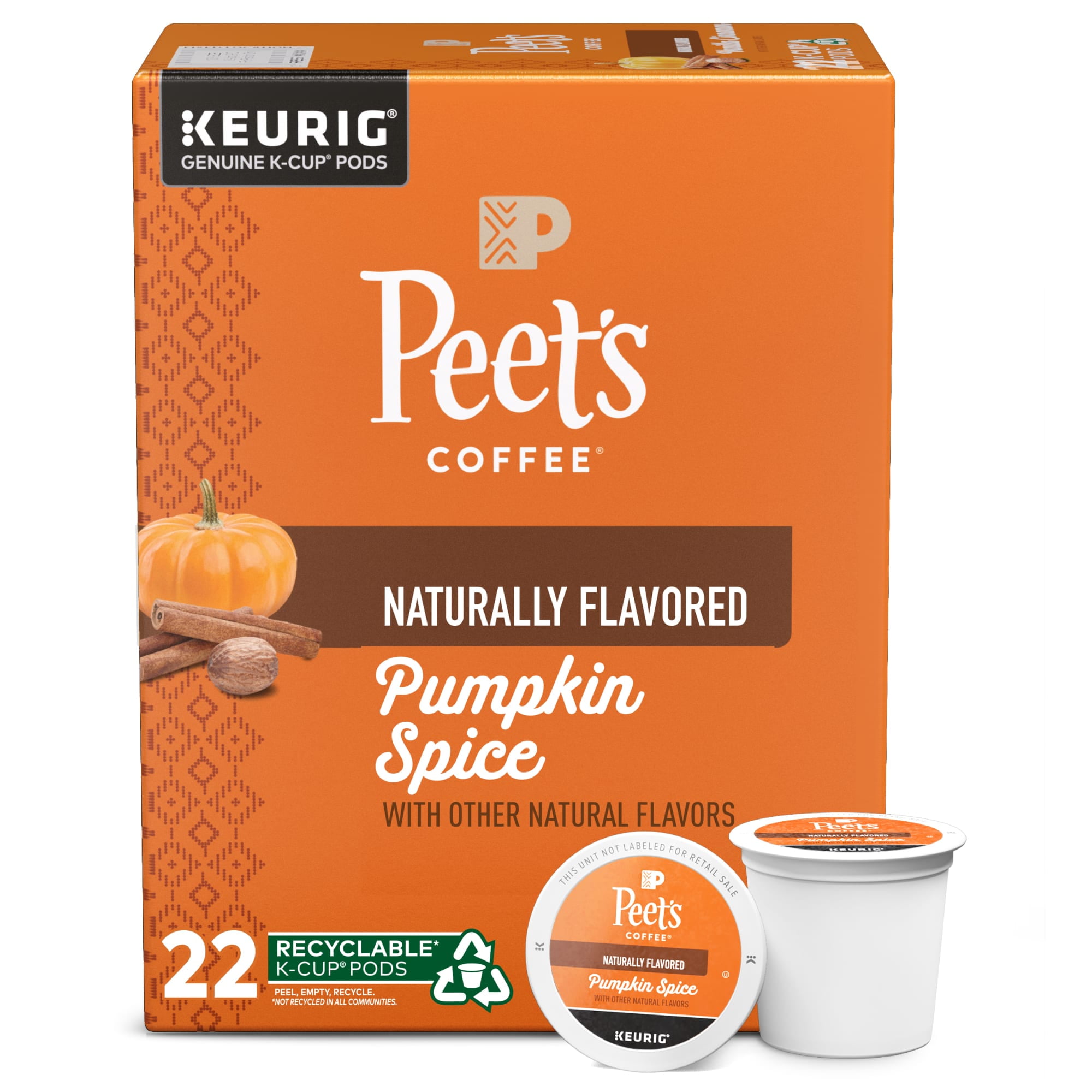 Peet's Coffee Flavored K-Cup Pods, Pumpkin Spice (22 Count) Single Serve Pods Compatible with Keurig Brewers