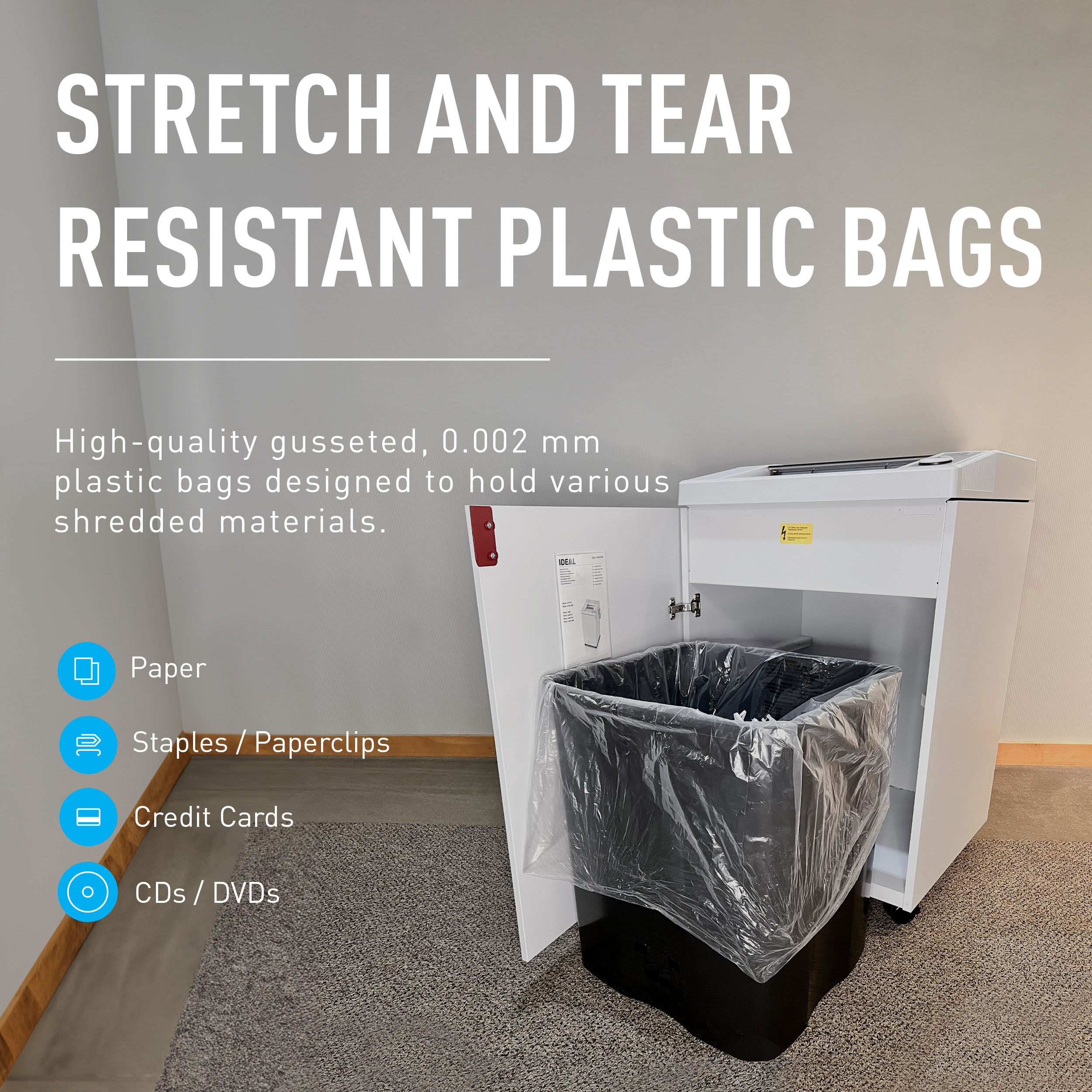 ideal Shredder Bags, 40” x 48”, 56 Gallon Bag, Gusseted, Compatible with ideal Shredder Models 3105, 3804, 4002, 4005, 4605, 4606 - image 5 of 5