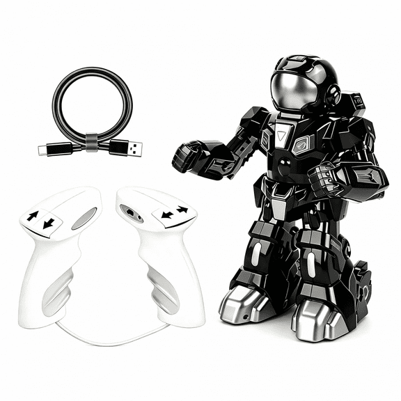 Remote Control Battle Robot, Electric Fighting Robot with Adjustable Sound & Light for Boys Kids Gifts-Black