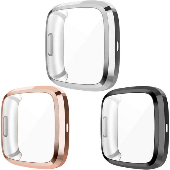 REQO Screen Protective Case Compatible with Fitbit Versa 2 Smartwatch, 3-Pack Soft TPU Full Cover Cases Compatible with Fitbit Versa 2 Watch