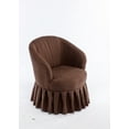 thumbnail image 6 of Swivel Barrel Chair, Modern Linen Fabric Upholstered Accent Chair with Metal Base and Padded Cushion Comfy Single Auditorium Chair with Pleated Skirt and 360 Degree Swiveling for Living Room, Brown, 6 of 7