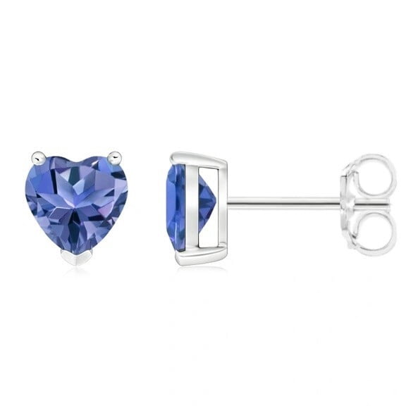 Bluebell Jewels 925 Sterling Silver Cubic Zirconia Tanzanite Heart Cut 4.00CT Earrings for Women