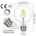 thumbnail image 2 of Simba Lighting LED Edison G25 Globe 6W 60W Equivalent Light Bulbs 120V E26 Base Dimmable 4000K, 3 Pack, 2 of 9