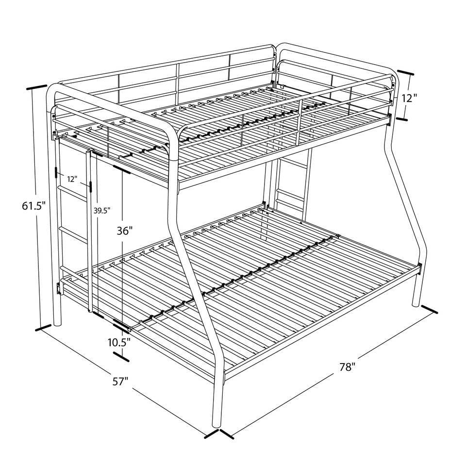 Dhp Twin Over Full Metal Bunk Bed Frame Multiple Colors