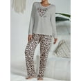 thumbnail image 4 of Ensemble de Pyjama Confortable pour Femmes à Imprimé Léopard - Haut avec Accent Cœur, Pantalon de Pyjama Doux, 4 of 7