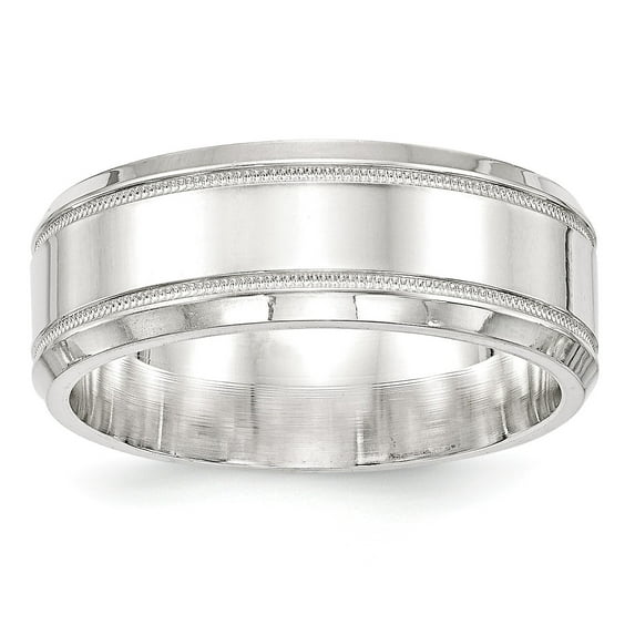SS 8mm Polished Fancy Band Size 9.5 in Sterling Silver