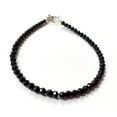 thumbnail image 4 of Black Spinel 4mm Round Shape Faceted Cut Beads 7 inch Silver Plated Clasp Bracelet for men, women, unisex. Link Chain Stacking Bracelet.|LINK_01278, 4 of 5
