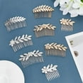 thumbnail image 3 of 10 peinetas de hojas doradas y plateadas con elegantes diamantes de imitación para novia, accesorios decorativos para el cabello de boda para mujer., 3 of 7