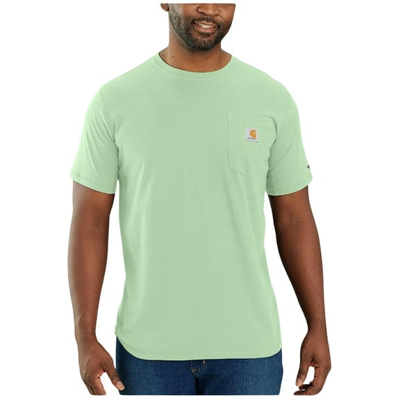 Carhartt Men's Force Relaxed Midweight Logo Pocket Short Sleeve Work T-Shirt Light Green Large