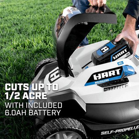 Restored Premium HART 40-Volt Cordless 20-inch Brushless Self Propelled Mower Kit, (1) 6.0 Ah Lithium-Ion Battery, (1) Battery Charger (Refurbished)