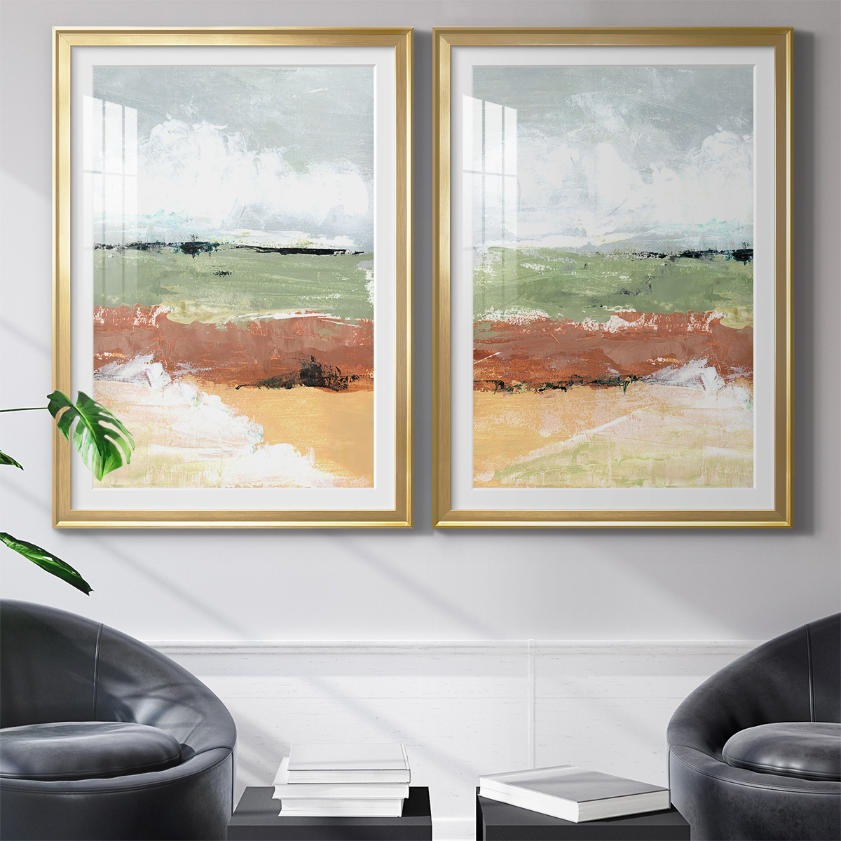 Wexford Home Quiet Prarie Grove I Premium Framed Print, 26.5" x 36.5" - Ready to Hang, Gold (Set of 2)