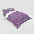 thumbnail image 3 of Flower Duvet Cover Set, Traditional Flower Design Colorful Blooming Geometric Petals Print, Bedding Set with Shams and Fitted Sheet, 3 Sizes, by Ambesonne, 3 of 3