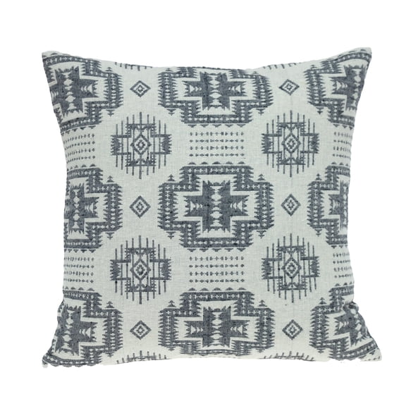 Parkland Collection Sima 16x16" Tribal Cotton Throw Pillow in Beige/Gray