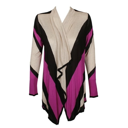 INC Womens Black Striped Long Sleeve Open Cardigan Wear To Work Sweater  Size: