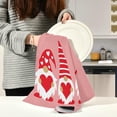 thumbnail image 2 of Three Valentine Gnomes Kitchen Dish Towels Set of 4 Absorbent Hand Towels, Lint-Free 18"x28" Cute Hearts Dishcloths Fast Drying for Cooking Baking Home Clean, 2 of 5