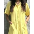 thumbnail image 3 of Women's Button Front Short Sleeve Midi Dress 100% Polyester with Pockets Lightweight Everyday Dress Easy Care Casual, 3 of 10