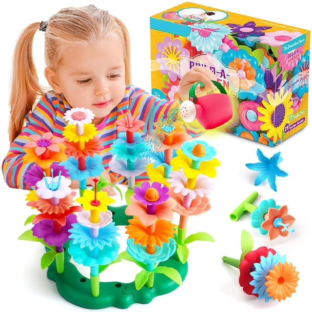 Juguetes de construcción de jardines con flores FUNZBO con 46 piezas para 2 a 8 años