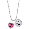 thumbnail image 1 of Delight Jewelry Silvertone Hot Pink Zebra Print Heart Silvertone Script Initial Disc - C - Charm Necklace, 20"+3", 1 of 4