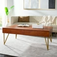 thumbnail image 2 of SAFAVIEH Pine Modern Solid Two-Drawer Coffee Table, Natural/Gold, 2 of 12