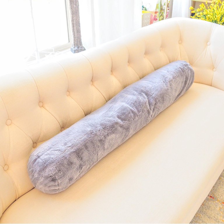 Faux Fur Extra Long Bolster Pillow with Adjustable Insert - Mauve