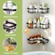 thumbnail image 5 of Organizador de ducha de esquina con soporte para jabón, 14 ganchos, estante adhesivo para ducha interior, paquete de 3 estantes negros, canasta de almacenamiento de baño de acero inoxidable sin, 5 of 5
