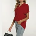 thumbnail image 4 of Linen V-Neck T-Shirt - Women's 2025 Summer Casual Short Sleeve Top, Breathable Loose Fit Tunic Blouse, Baberdicy Womens Summer Tops 2025 V Neck Short | 1PC Women's Basic Top, 4 of 6