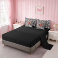 thumbnail image 4 of Erosebridal Leopard Bow Cherry Queen Bedding for Girls, Cheetah Fruit Animal Print Bedding Comforter Set Queen, Black Reversible 7pcs, 4 of 6